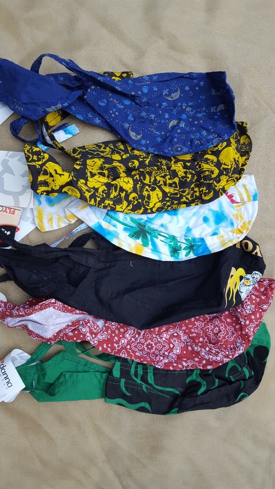 BIKER Motorcycle HEAD WRAPS SKULL CAP DOO RAG 6 pc RANDOM Assorted Patterns NOS