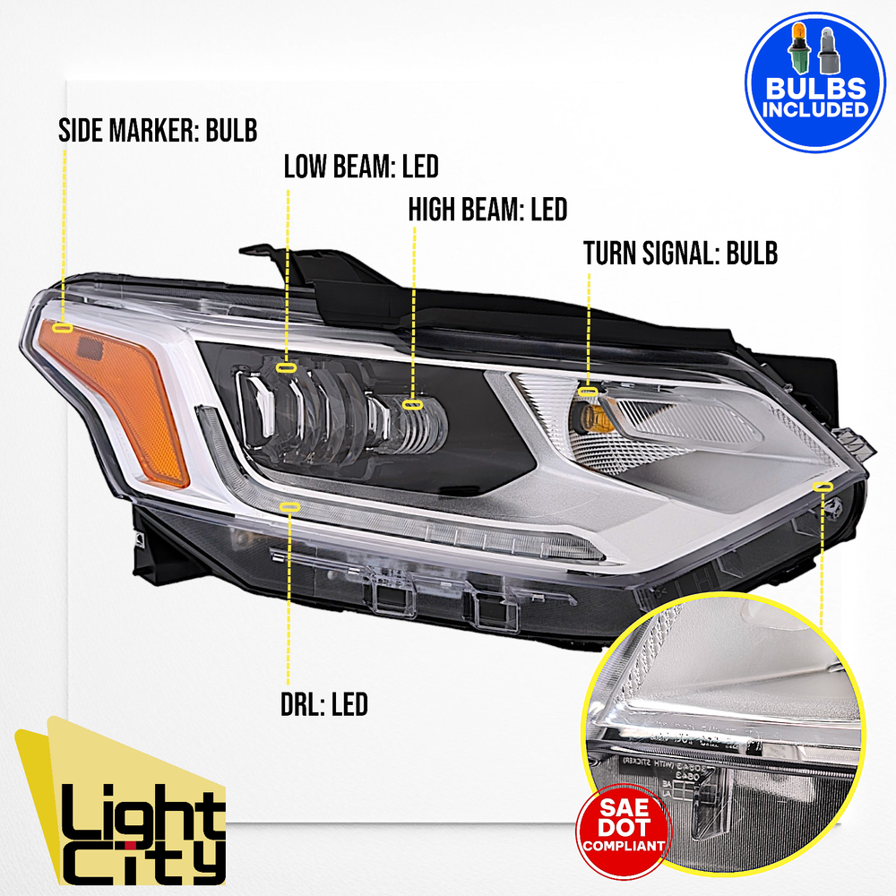 [FULL LED] For 2018-2021 Chevy Traverse Passenger Side Headlight Assembly RH