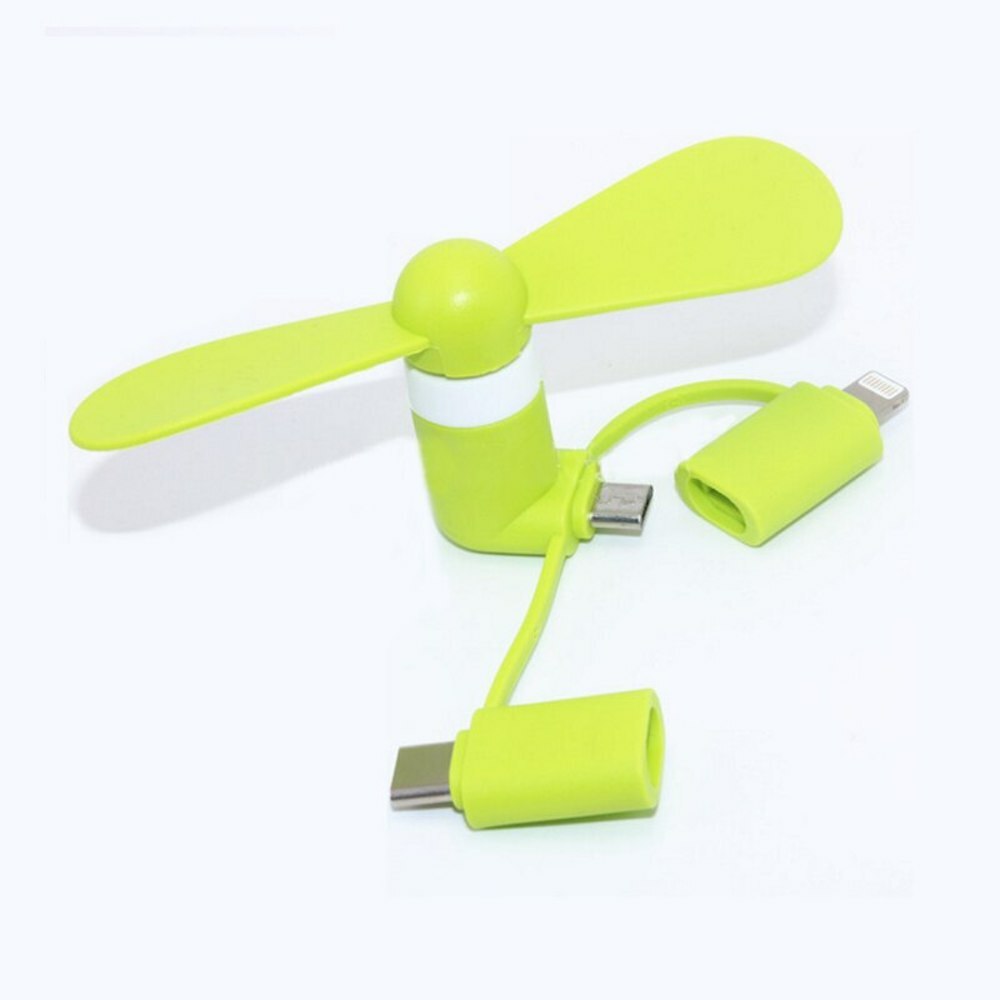3-IN-1 smart PHONE COOLING Mini FAN for iPhone 5 6 7 8 X micro-B type-C android