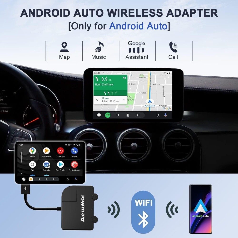 Aewittor Wireless Android Auto Car Adapter - Upgrade Your Car with Android