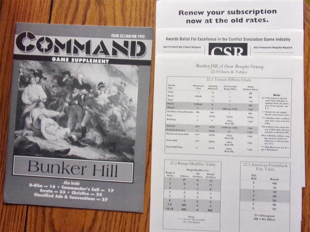 XTR Command Magazine #32 : Bunker Hill - Mag + Game (UNPUNCHED)