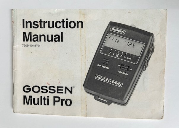 Gossen Multi Pro Lightmeter Instruction Manual