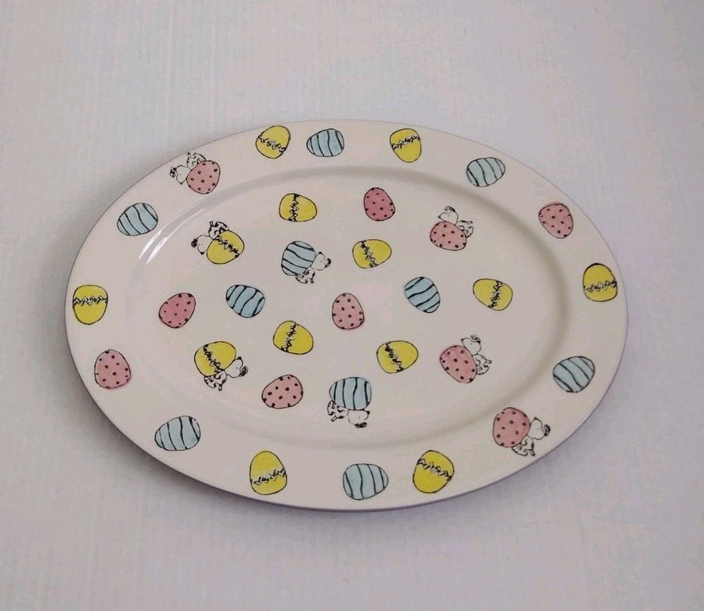 Gibson Snoopy Peanuts Easter Serving Plate Egg Platter 14" Holiday 2020 Eggs