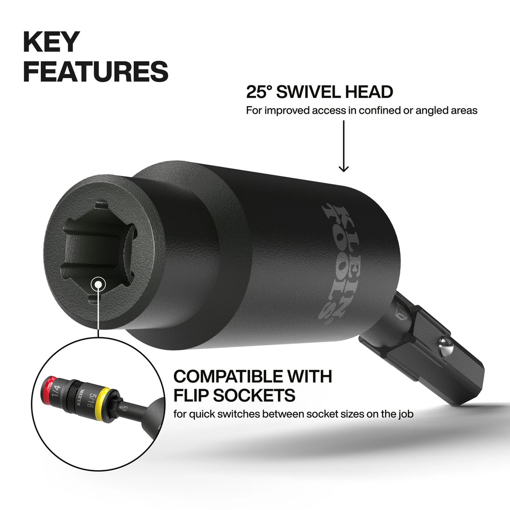 Klein Tools 32980 Impact Flip Socket Swivel Adapter