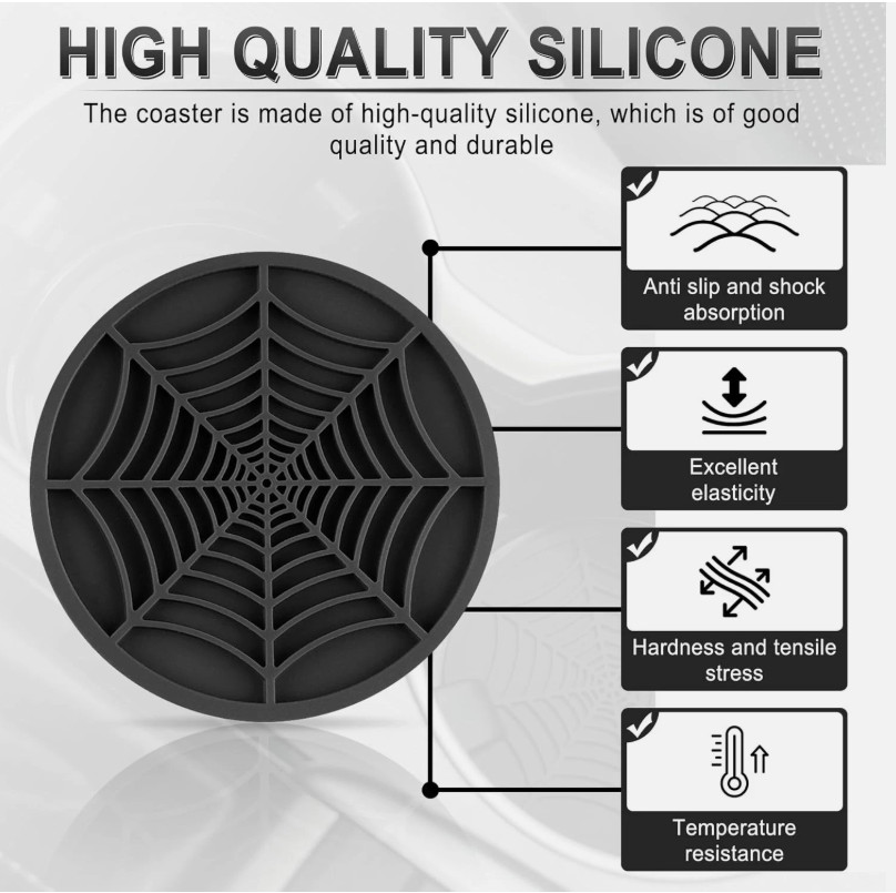 4PCS Car Cup Holder Coasters - Spider Web Non-Slip Silicone