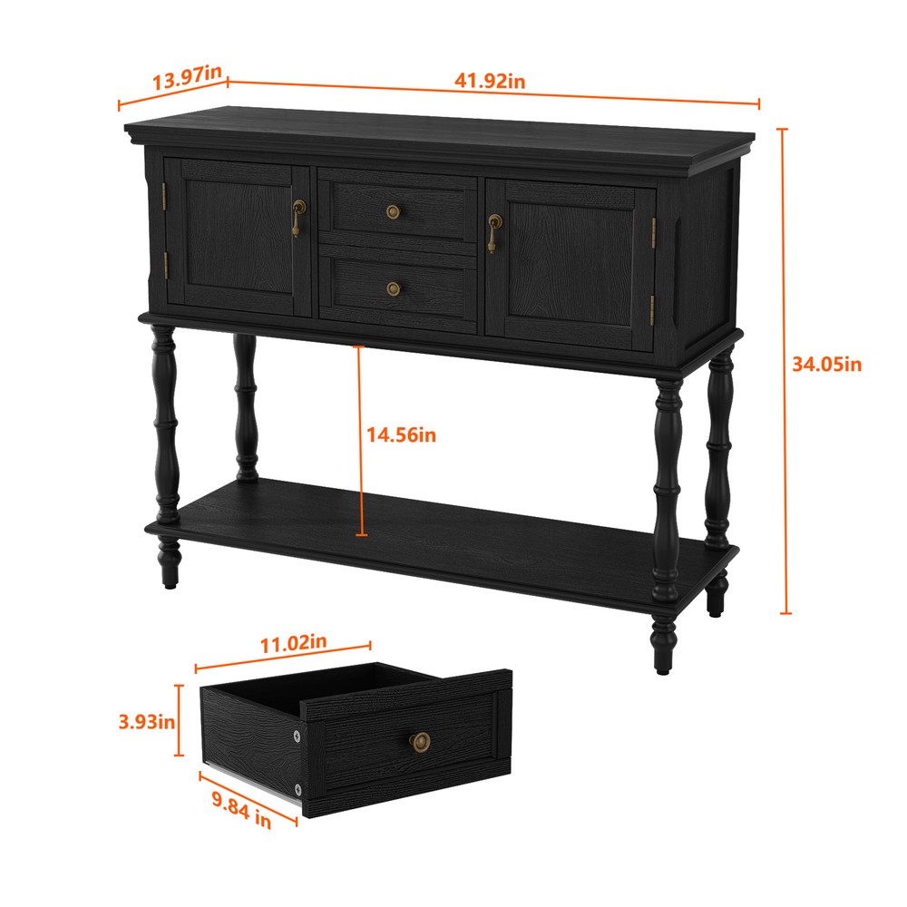 Sideboard Storage Dining Buffet Cabinet Console Table with Shelf&Drawers Black