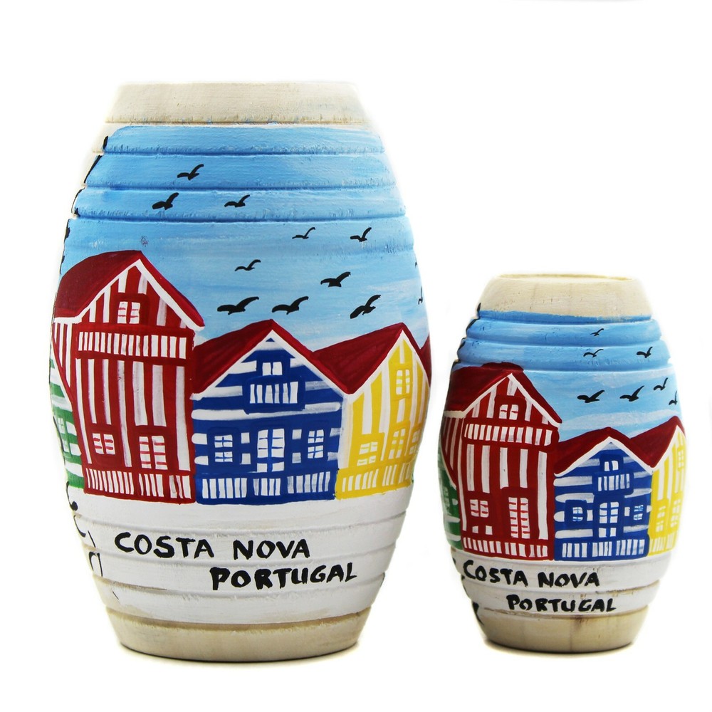 Hand-Painted Costa Nova Wooden Barricas Set