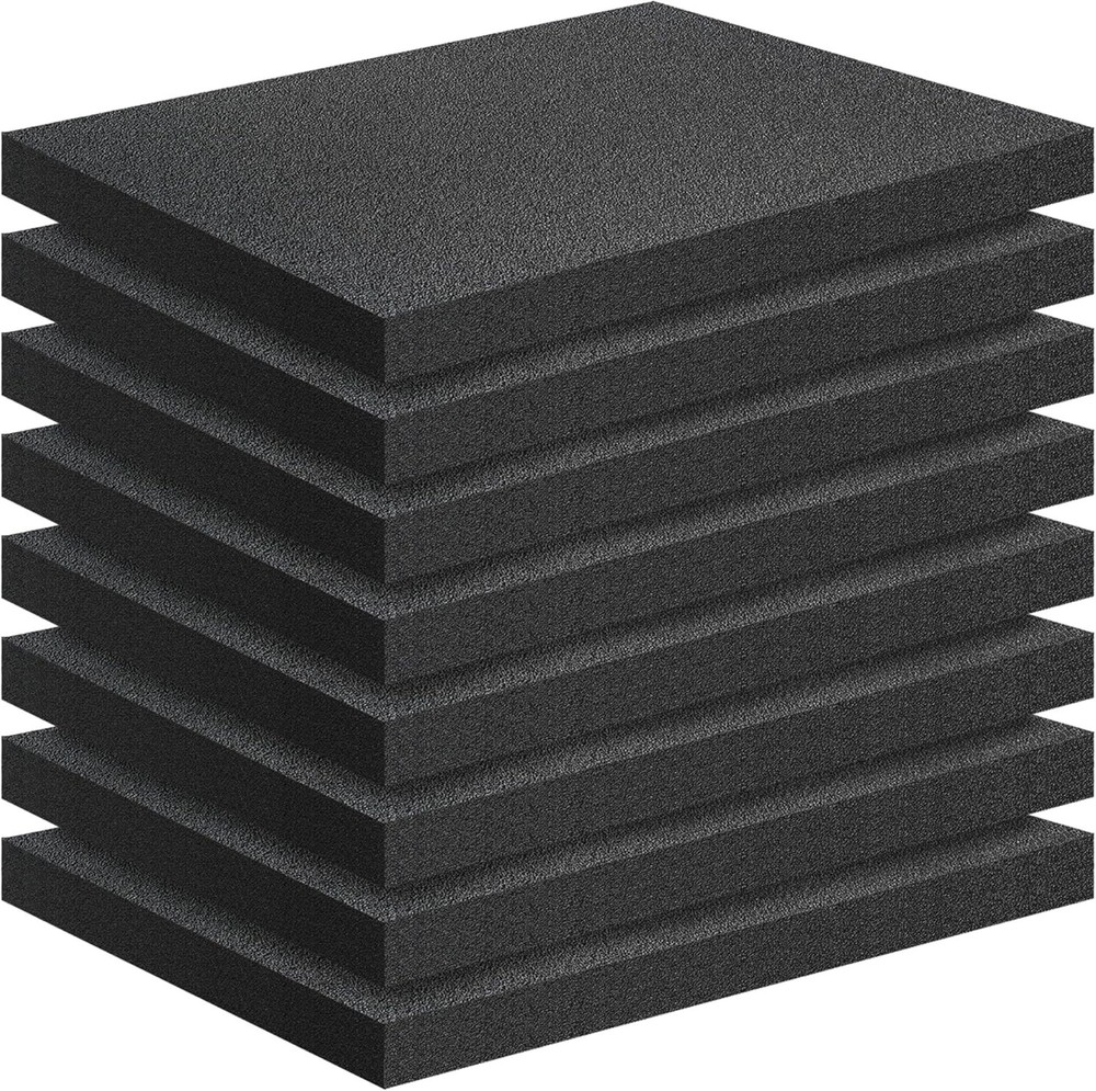 Black Packing Foam Sheets- 8PCS Cuttable Polyurethane Foam Pads Polyurethane ...