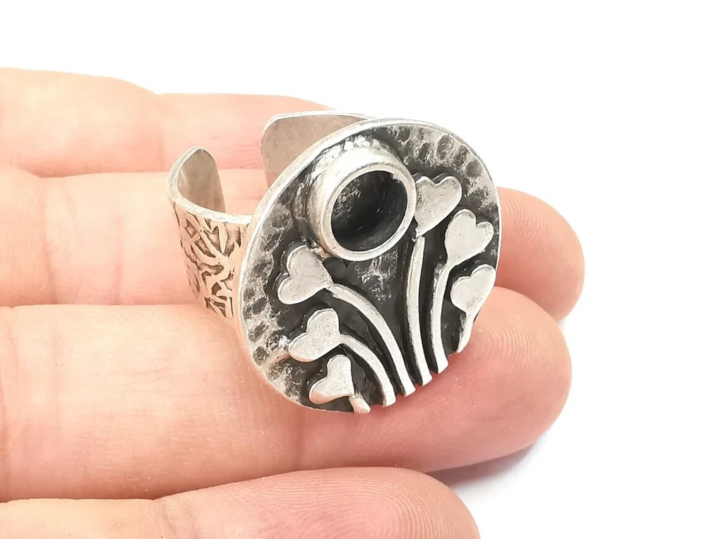 Heart Ring Blank Setting, Cabochon Mounting, Adjustable Resin Ring Base Bezels