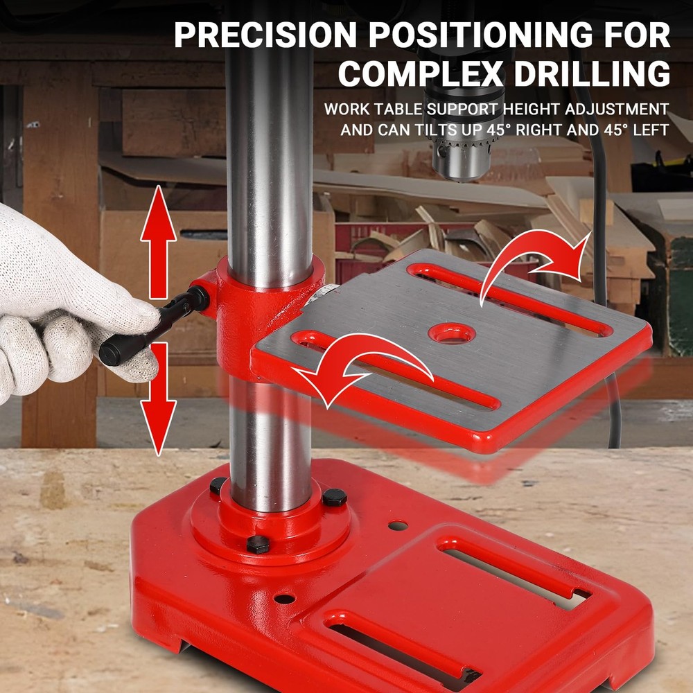 8" Benchtop Drill Press Tabletop Drilling Machine 5 Adjustable Speeds with LED