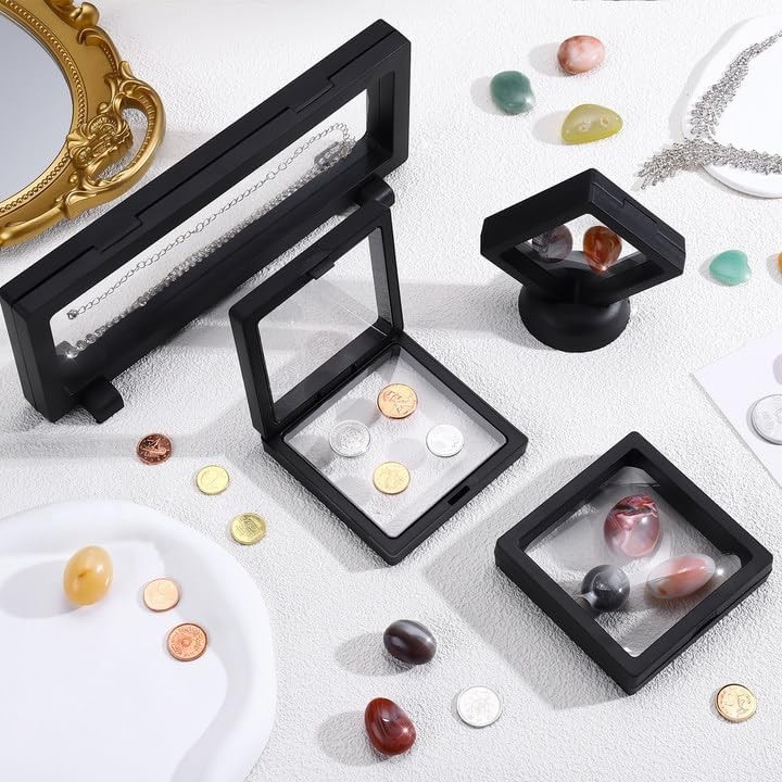 30 Pack 3D Floating Display Stand Frame Case Coin Black