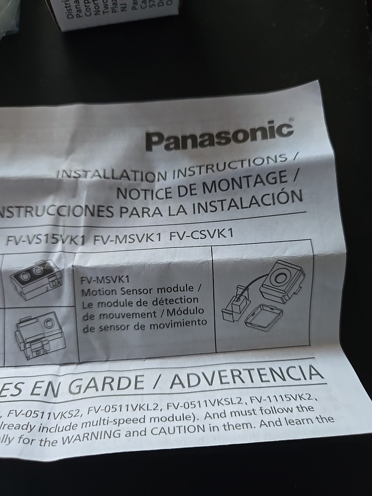 Panasonic FV-MSVK1 Motion Sensor Module. New