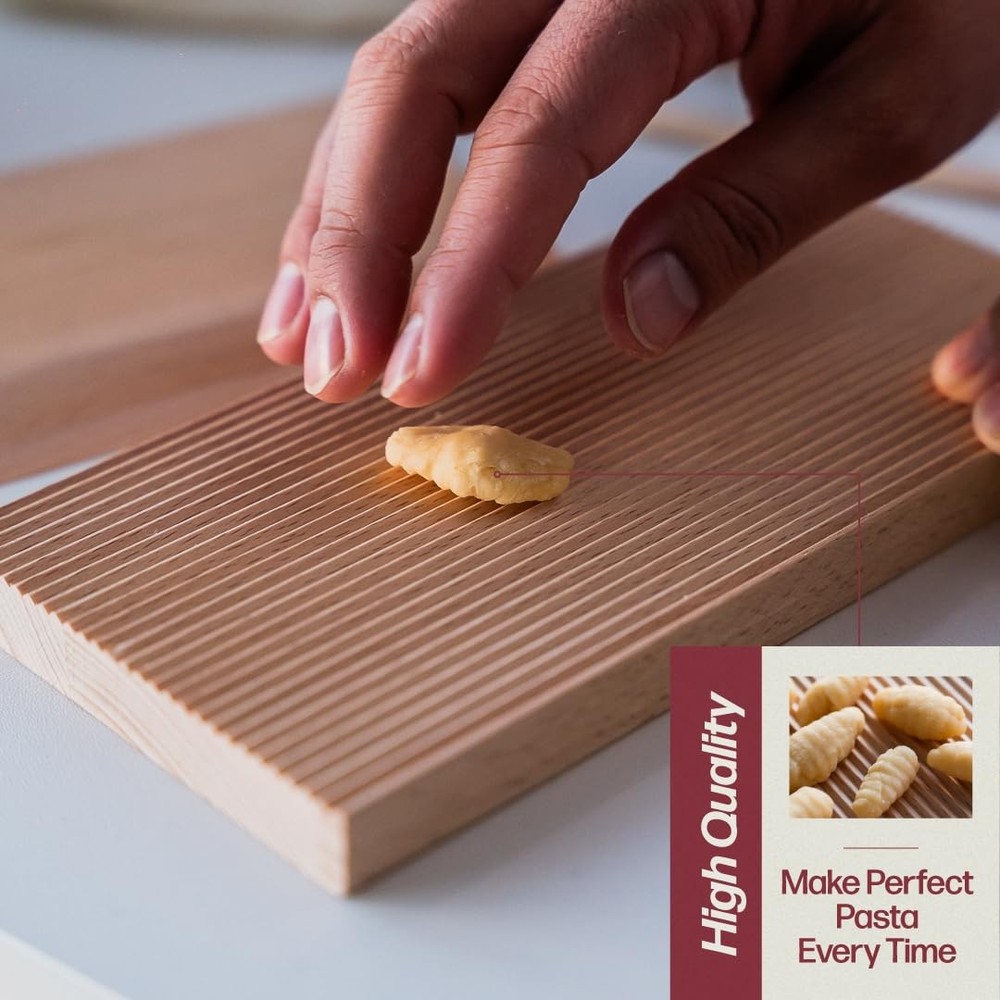 Wooden Pasta Board Set – 6-Piece Making Tools – Includes medium, Wood