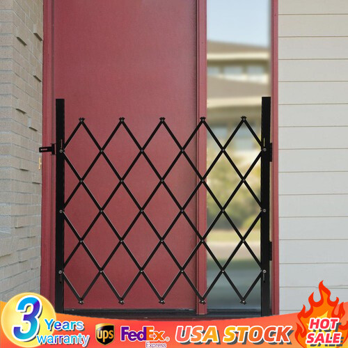 Security Gate Rolling Barricade Single Folding Doors Scissor Gate with Padlock