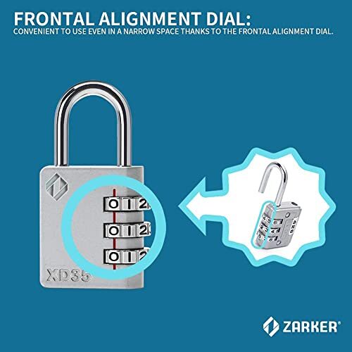 3-Digit Combination Padlock, Emerald, 2-Pack