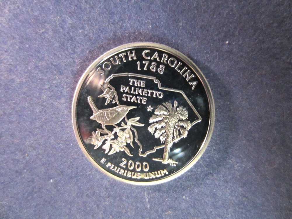 2000-S SILVER Quarter SOUTH CAROLINA Deep Cameo Mirror Proof Upper Grading Range