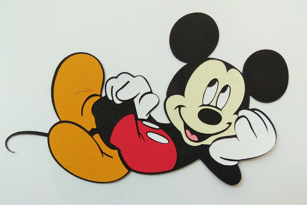Mickey Mouse Lying Down Cut Paper Piecing Scrapbook Embellishment