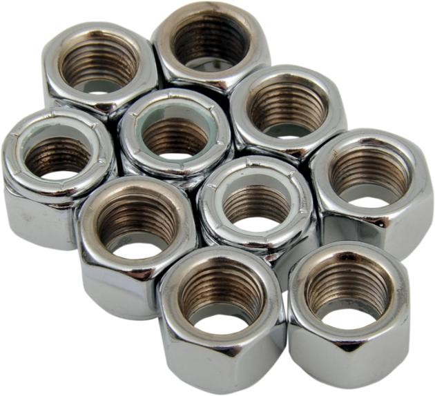 DS Chrome Motorcycle Nylon Insert Lock Nut 10-Pack 3/8"-24