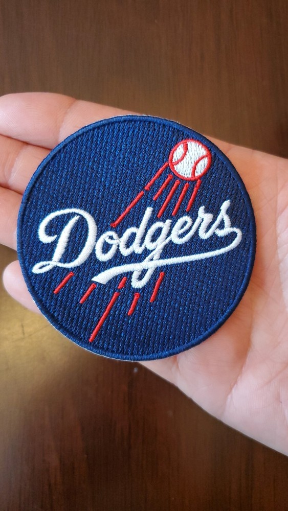 LA Dodgers Round Style Patch. Embroidered. Iron On Backing. 3"x3"