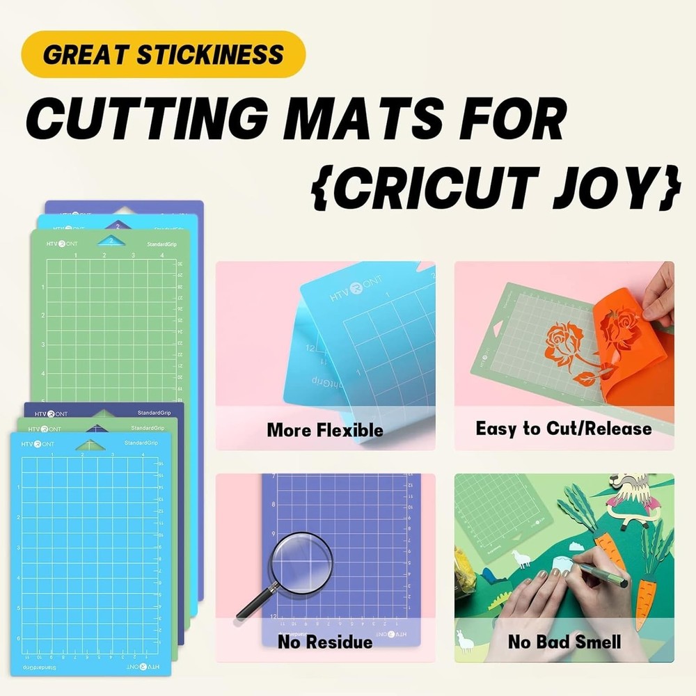 HTVRONT Cutting Mat Compatible with Cricut Joy, 6 Pack Cutting Mats