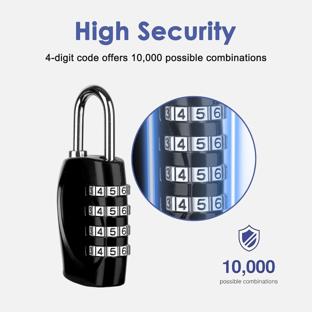 Effortless Security: 2 Pack Waterproof 4-Digit Combination Lock with Side Window