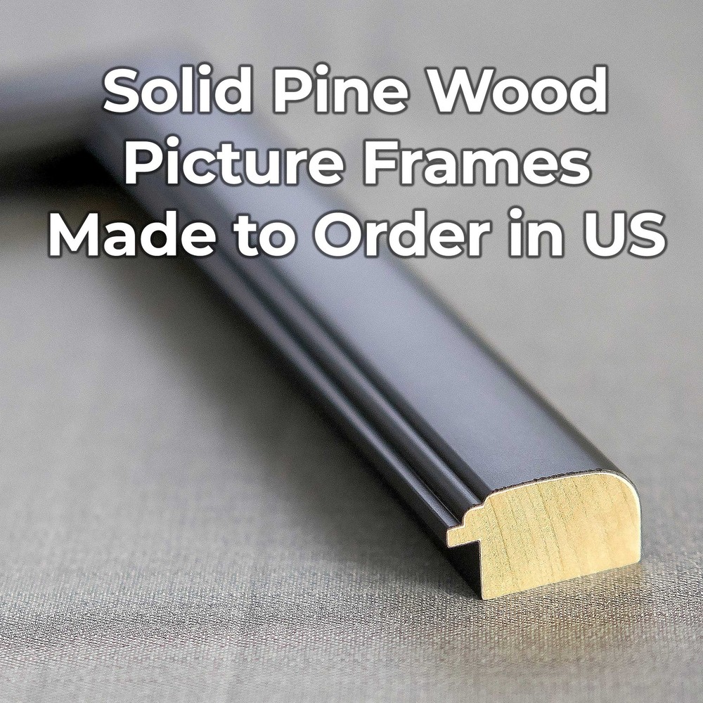 5x7 1.25 Wide 'Soho Onyx' Black Solid Solid Wood Picture Frame Includes Acrylic