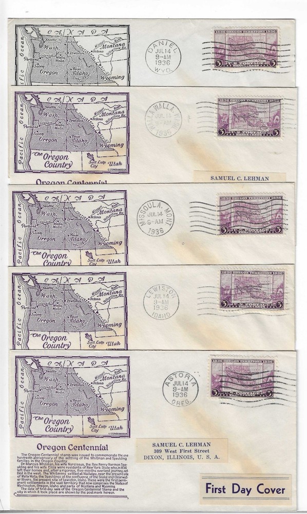 FDC's   # 783-48    --   Oregon Territory   --  Anderson  set