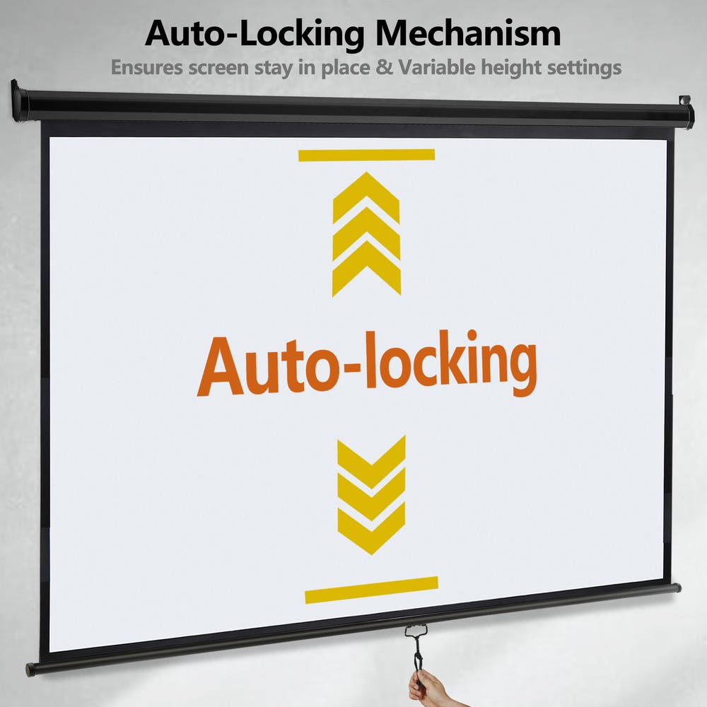 Projector Screen 100 inch 16:10 Pull Down Manual Projection Movie Screen Black