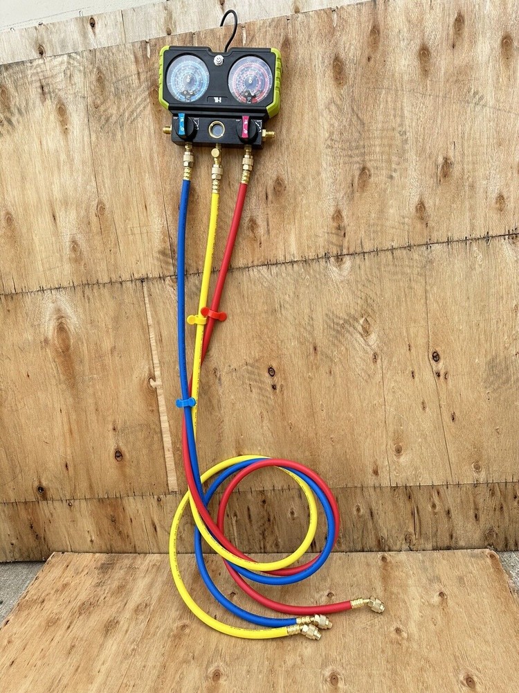 HVAC Motor Tech Mini Split AC Refrigerant Diagnostic Manifold Gauge & Hoses Set