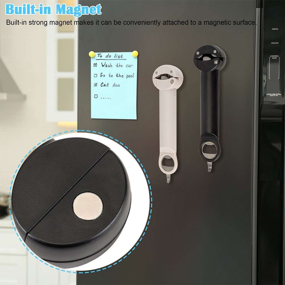 Multi Functional Bottle Opener Retractable Adjustable Jar Can Opener Easy Grip