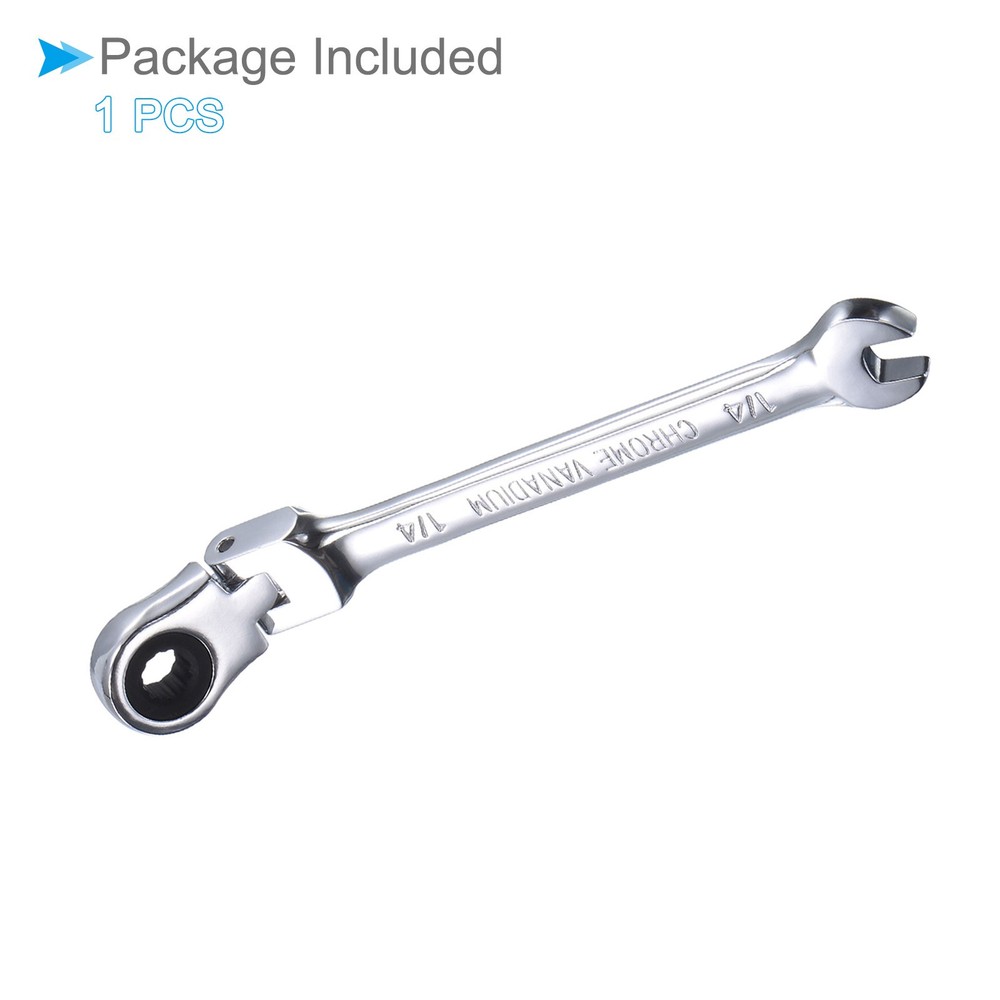 Flex-Head Ratcheting Wrench 1/4" Head SAE 72-Teeth Cr-V Wrench Spanner