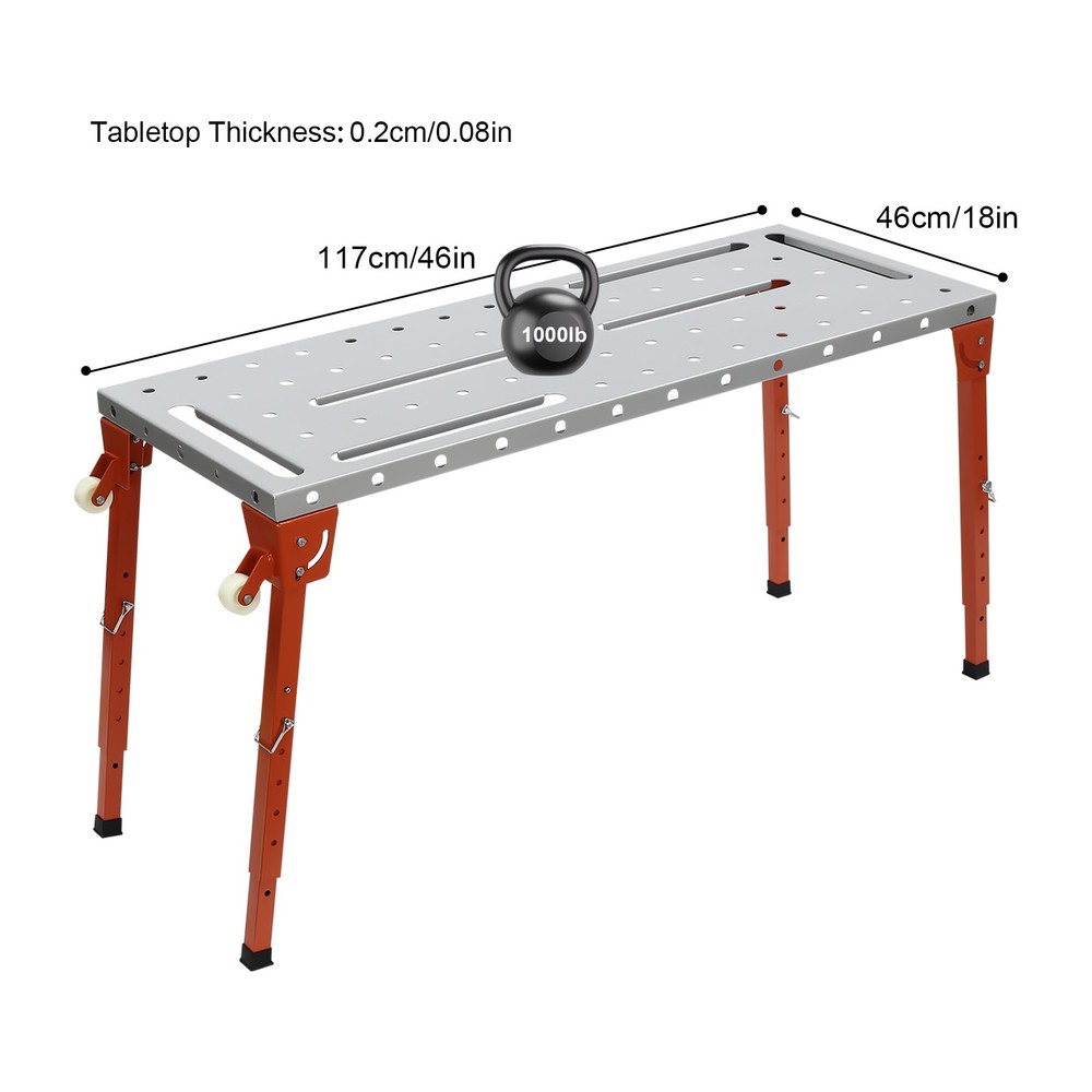 Portable Steel Welding Workbench Table with Adjustable Height and Mobility