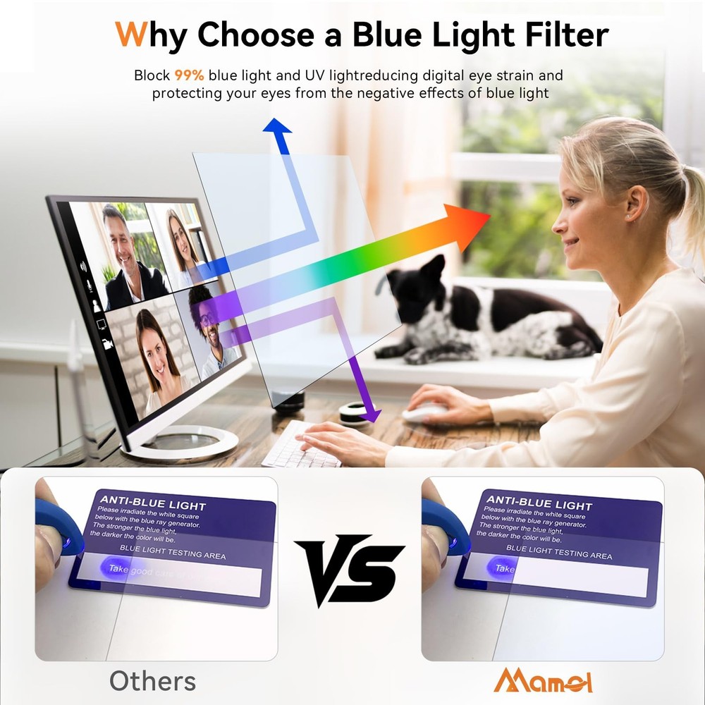 [2-Pack] 22 Inch Computer Blue Light Blocking Screen Protector for 16:10 Wide...