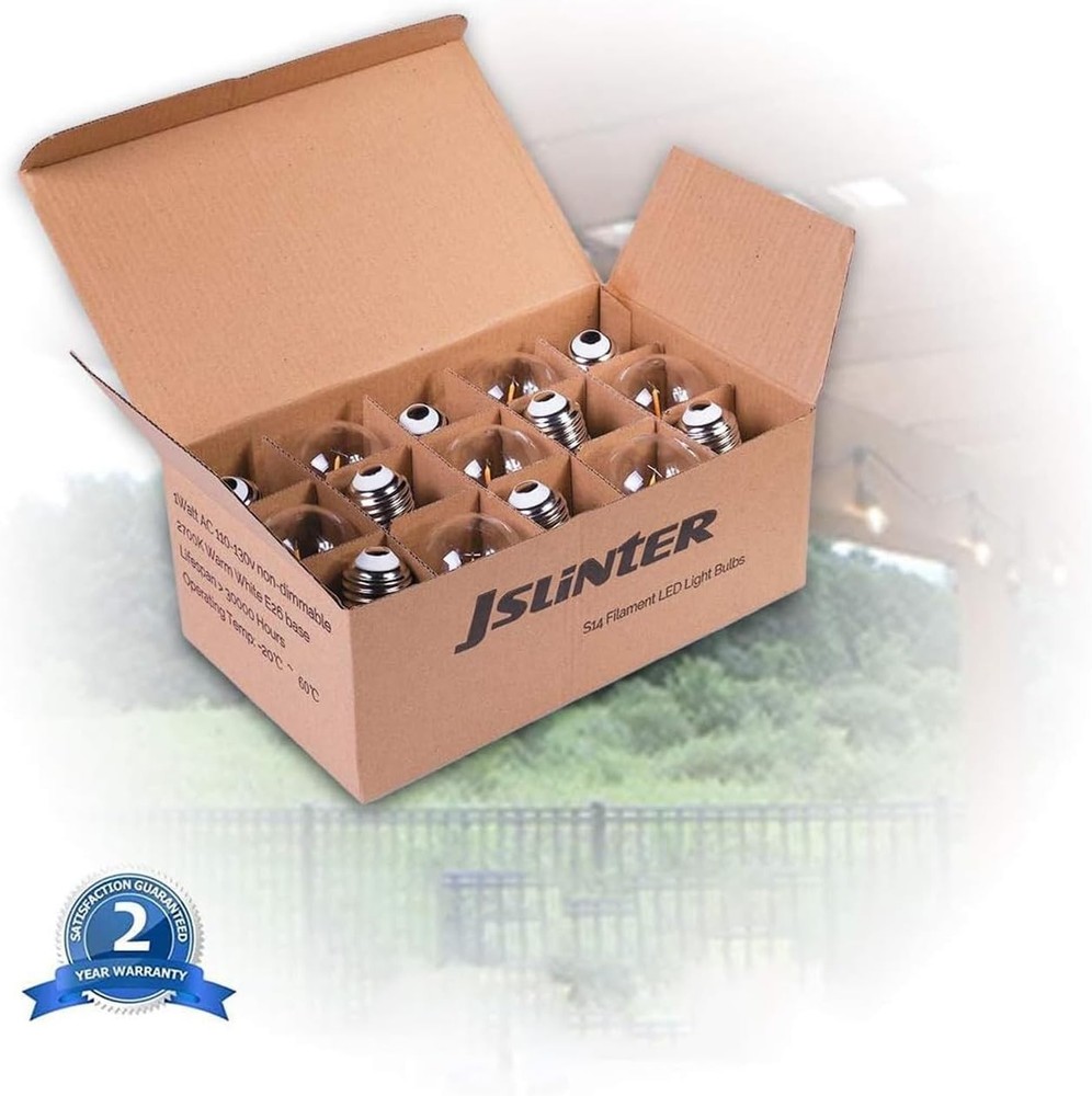 Shatter Resistant 15 Pack Edison Bulb String Lights - Ideal for Patios & Gardens