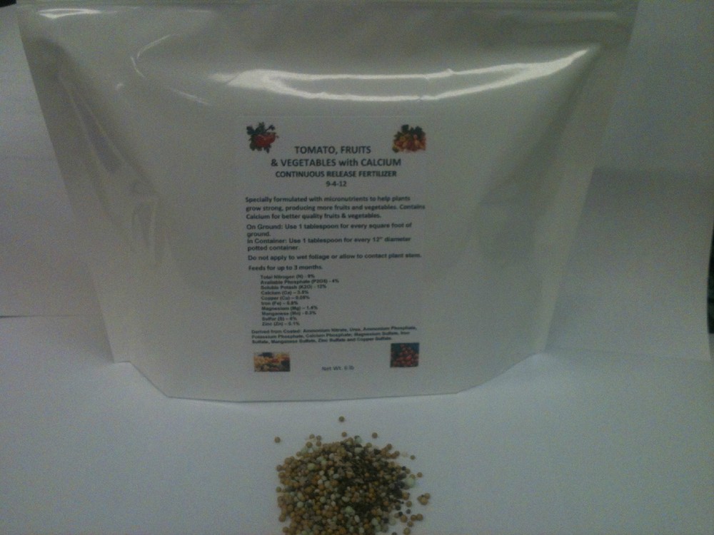 FERTILIZER TOMATO, FRUIT & VEGETABLE 9-4-12 with CALCIUM Continuous Rls 6 LB bag