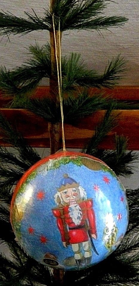 VINTAGE-NEW Cardboard Candy Container w/Nutcracker Christmas Ornament Germany