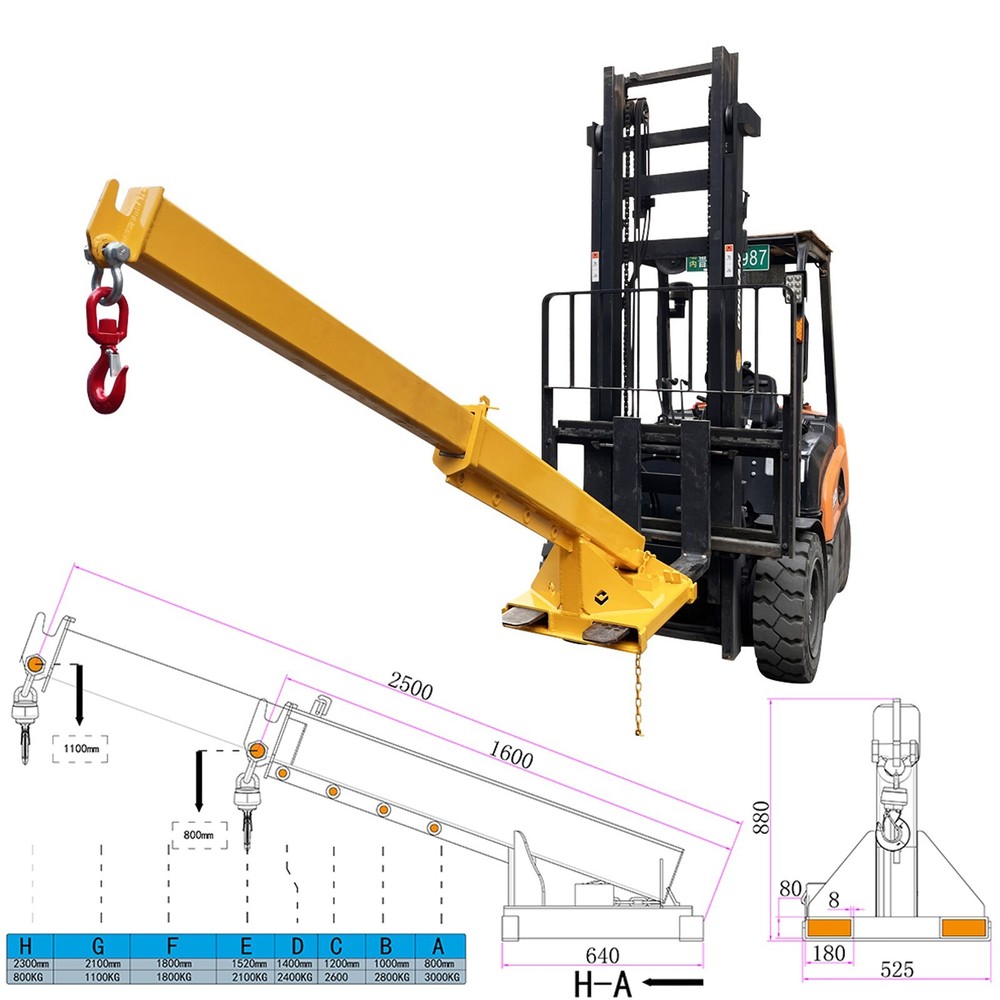 Forklift Telescopic Lifting Boom Adjustable Mobile Forklift Lifting Spreader 3T