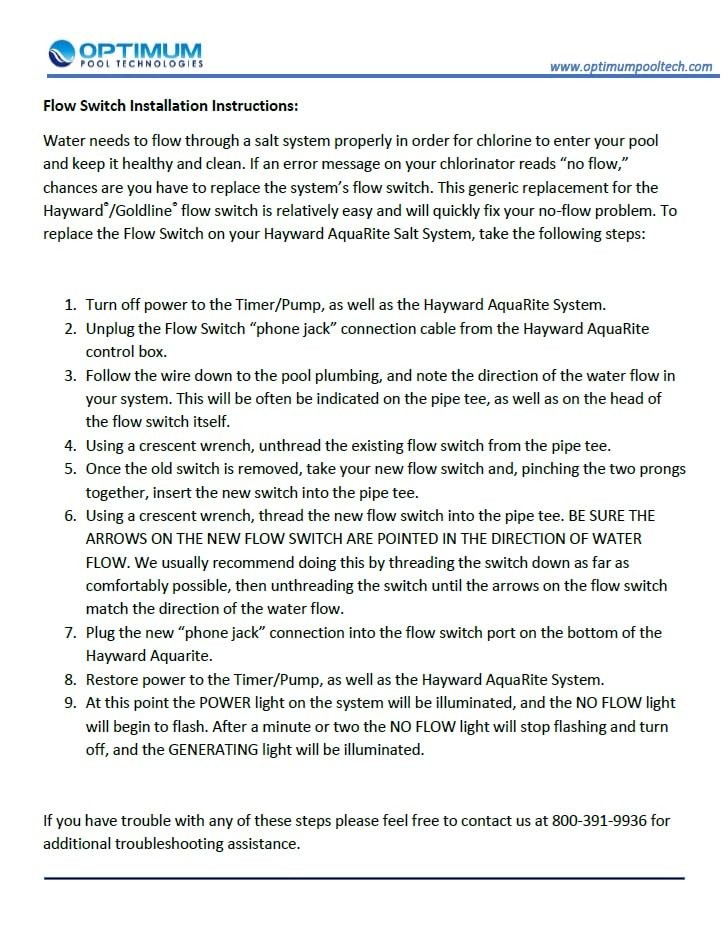 Flow Switch Assembly Kit Without Tee Compatible Replacement for Hayward®...