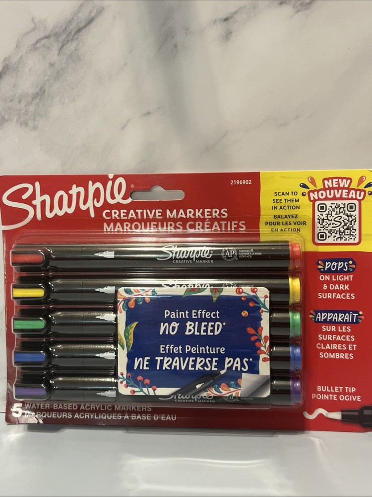 Sharpie Creative Water Based Acrylic Markers 5 Count New