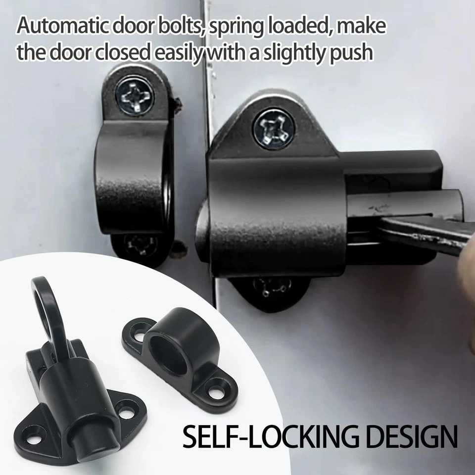 4 Packs Self Closing Latch Spring Door Lock Resilient Bolt Security Automatic