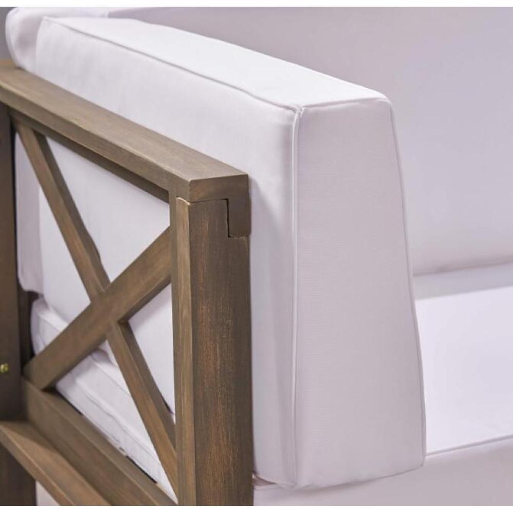 Modular Outdoor Loveseat w/ Coffee Table & Cross-Back Design