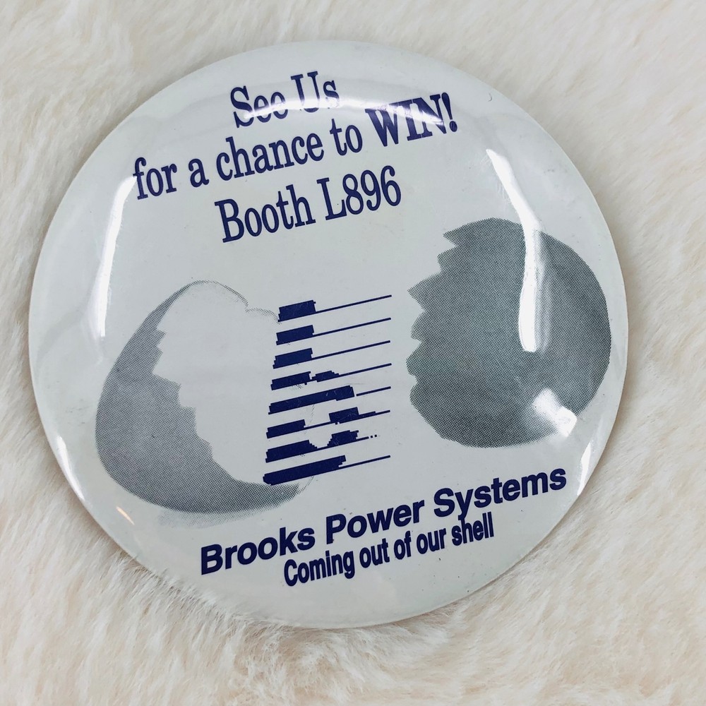 Vtg Brooks Power System Computer Conference Swag Button Pin