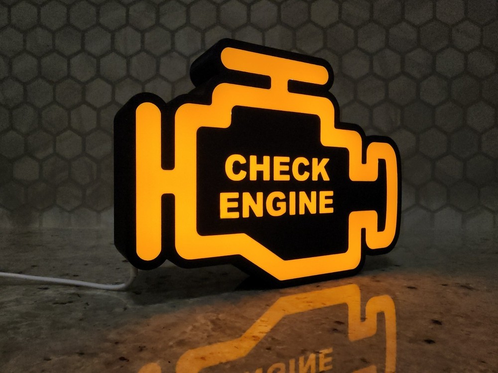 Check Engine Light Box | Wall Decor Light | Garage Sign | Workshop Decor