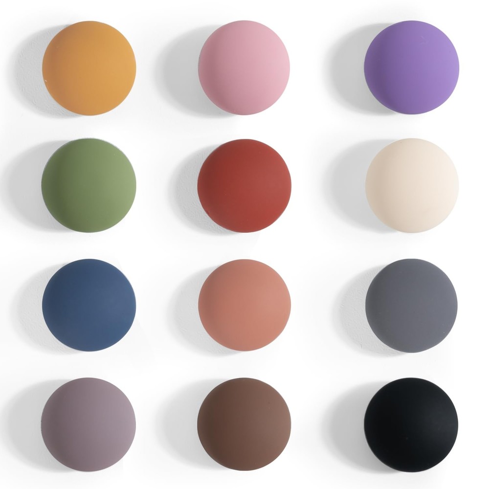 12Pcs Fridge Magnets,Locker Decor, Colorful Decorative Matte hemispheric Refr...