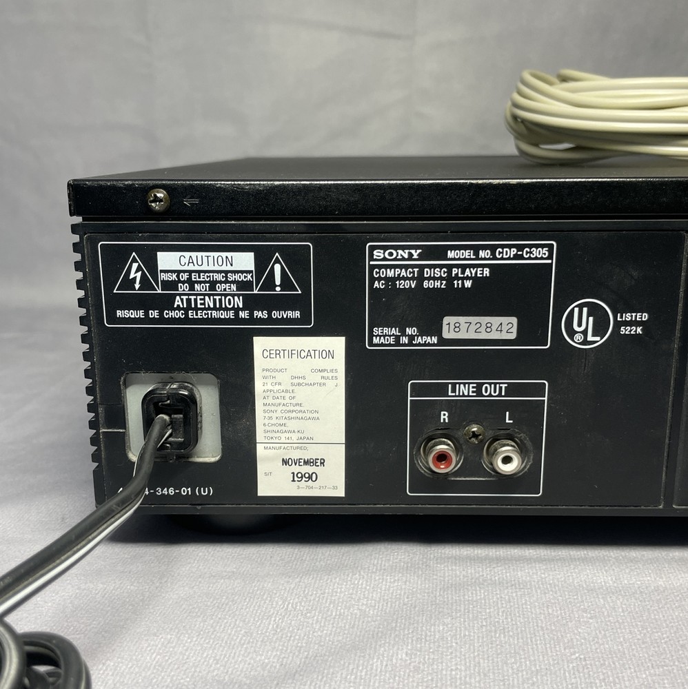 Sony CDP-C305 5-Disc CD Changer 4x Oversampling Black Tested