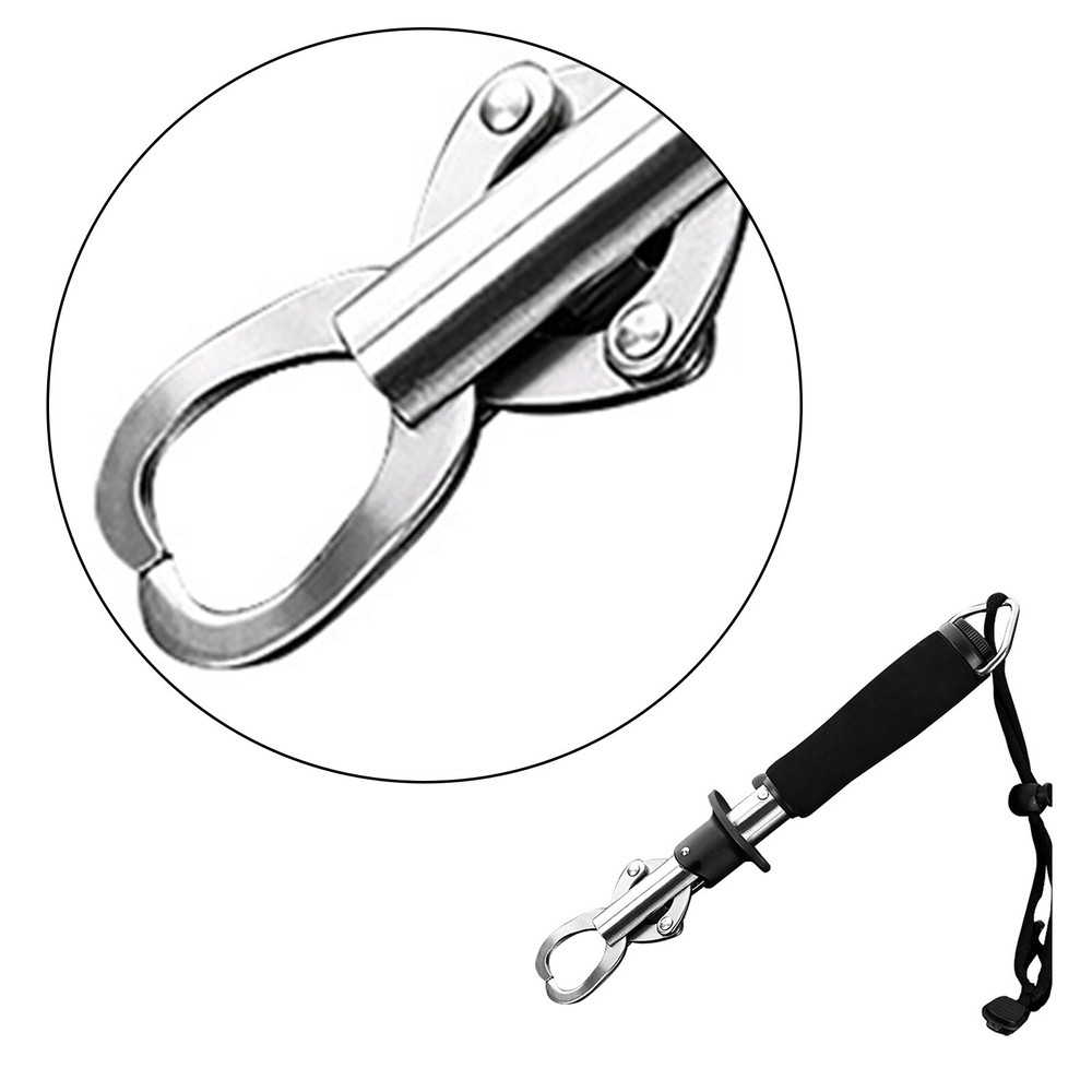 Black Fish Lip Gripper with Scale Max 66 LB Fish Grip Grabber with Strap