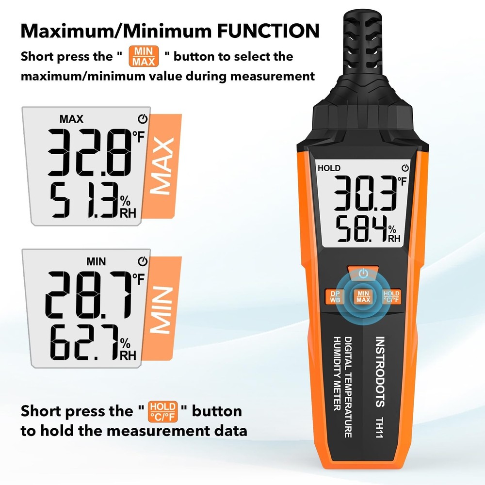Temperature Humidity Meter, High Precision Digital Hygrometer with Ambient, D...