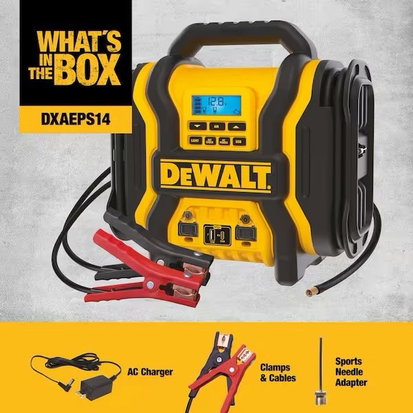 DEWALT Portable Power 2000 Peak Amp Jump Starter w/Digital Compressor