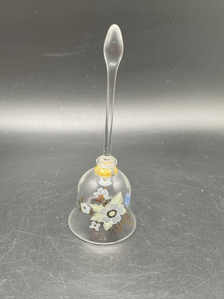 Glass Bell Long Stem Hand Blown With Flowers