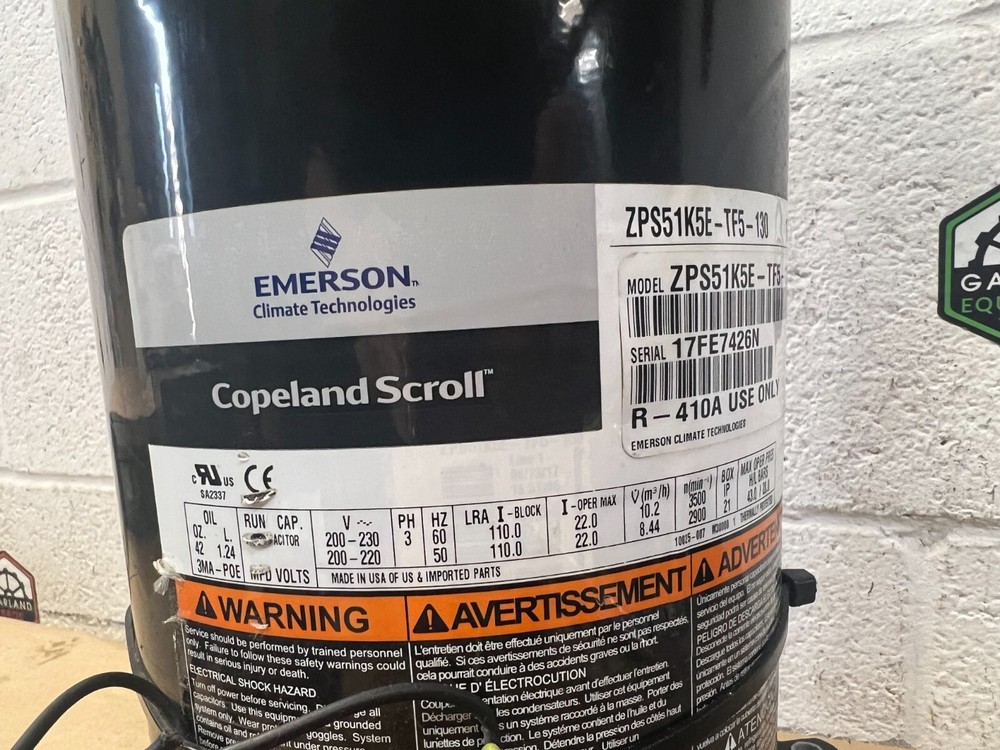 Emerson/Copeland Scroll ZPS51K5E-TF5-130 Compressor